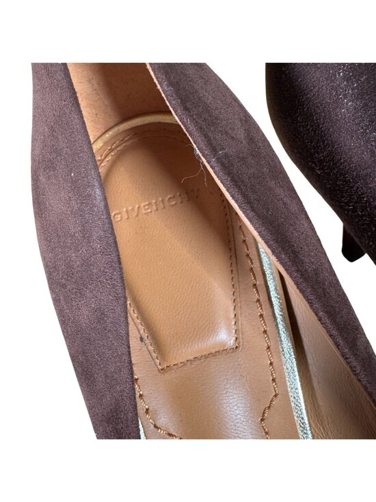 Givenchy Women Givenchy Brown Suede Pointed Toe Zipper Detail Heels Size 38